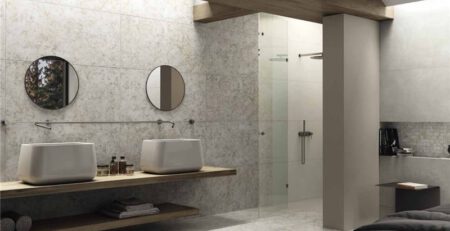 Fliese in Betonoptik grau